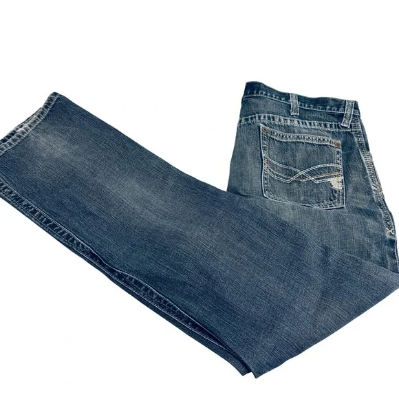 Ariat M2 Relaxed Bootcut Blue Jeans Mens 38 x 34 Distressed Faded Western Cowboy - Picture 7 of 10